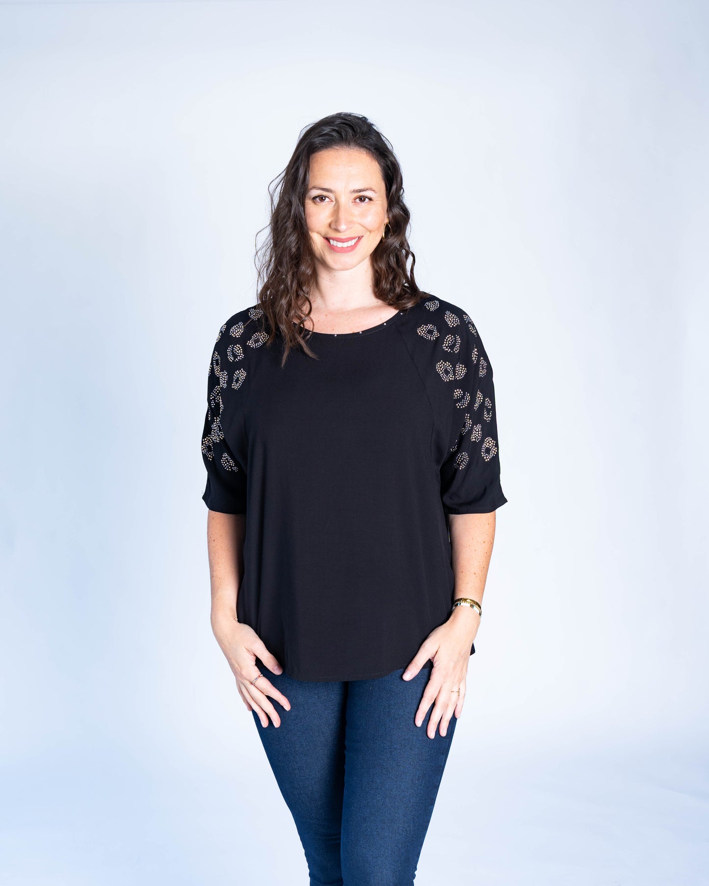 BLUSA KARINA BRILLOS NEGRA