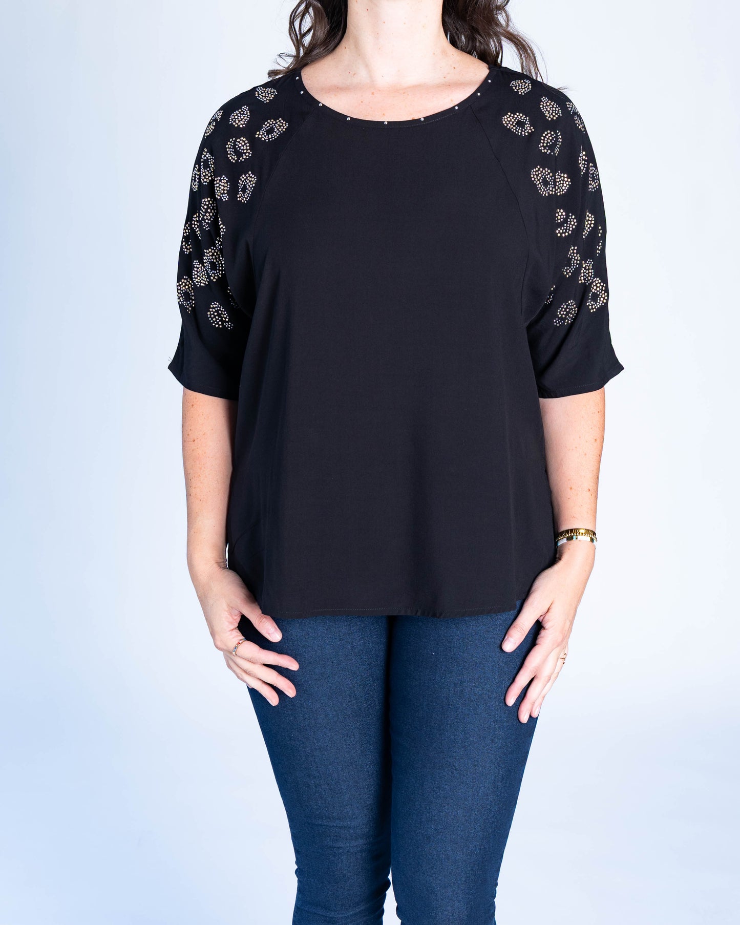 BLUSA KARINA BRILLOS NEGRA