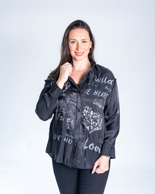 BLUSA TORNASOL LETRAS NEGRO